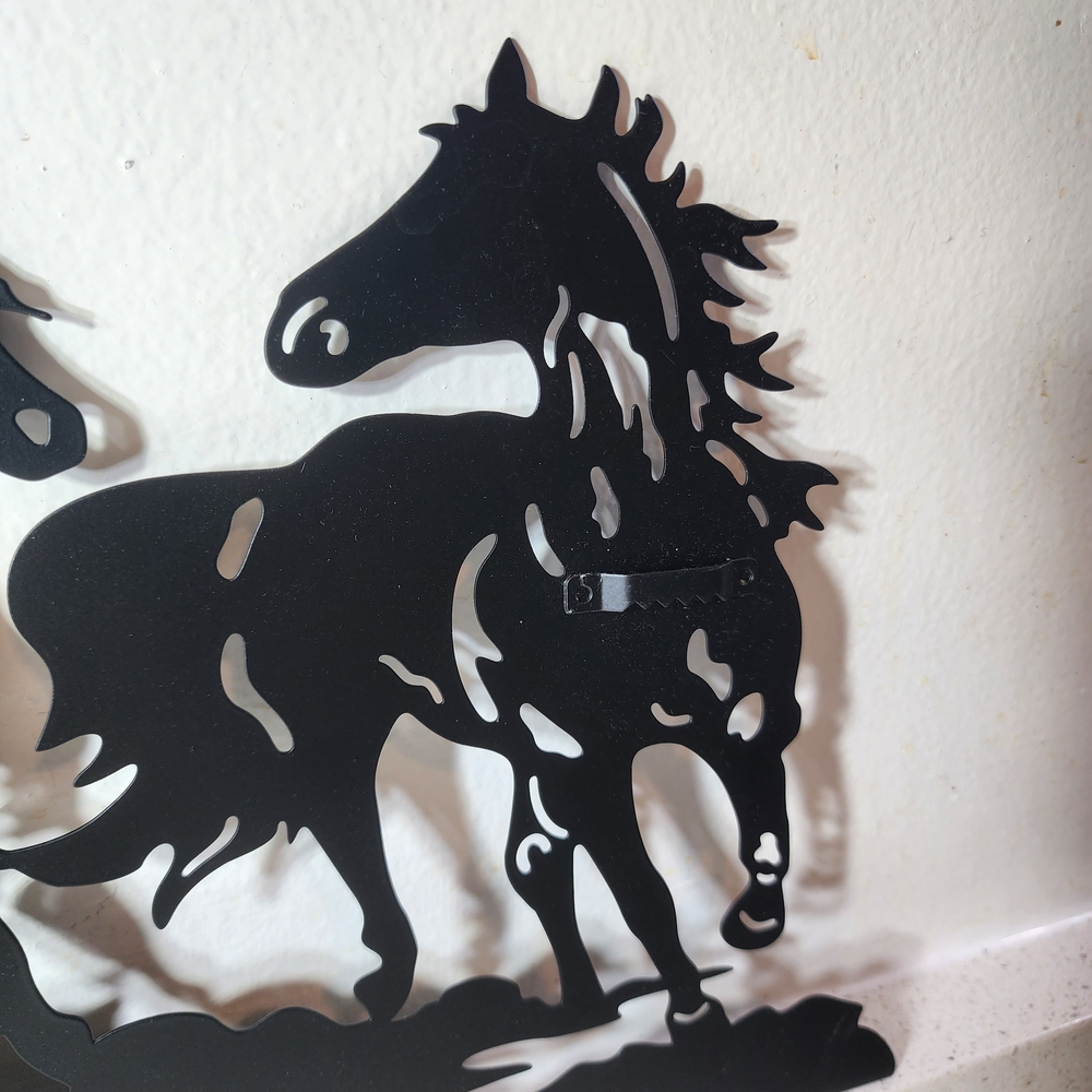 Black Metal Running Horses Silhouette Wall Art Decor. New With Tags - Picture 5 of 6